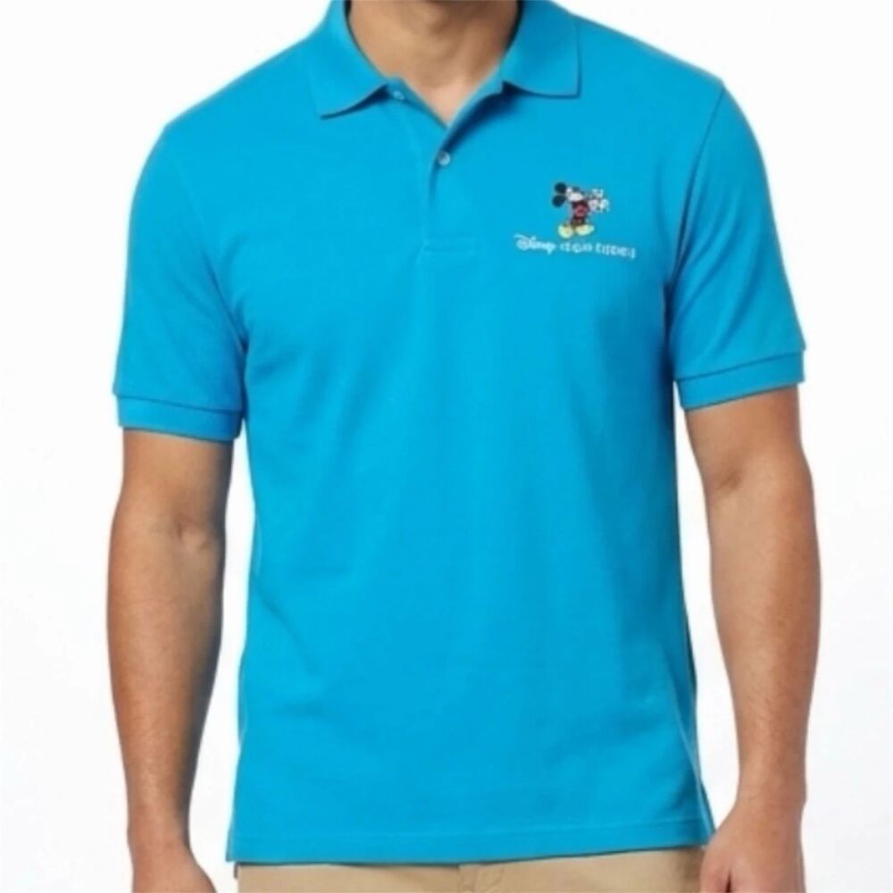 Disney MGM Studios Polo Shirt Mens Sz S Teal Sporty Mickey Mouse USA Vintage